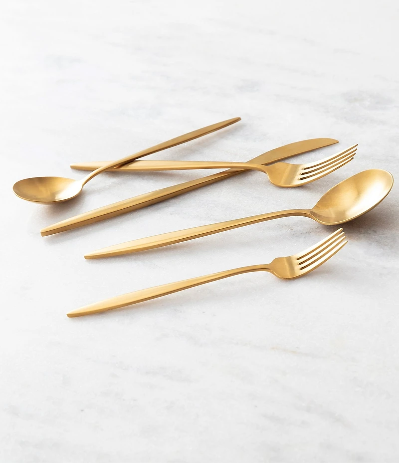 Fortessa Constantin Brushed Gold -Piece Stainless Steel Flatware Set