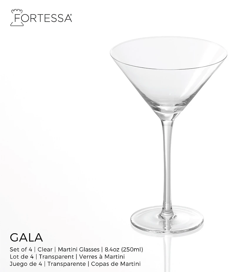 Fortessa Gala Collection Martini Glasses, Set of 4