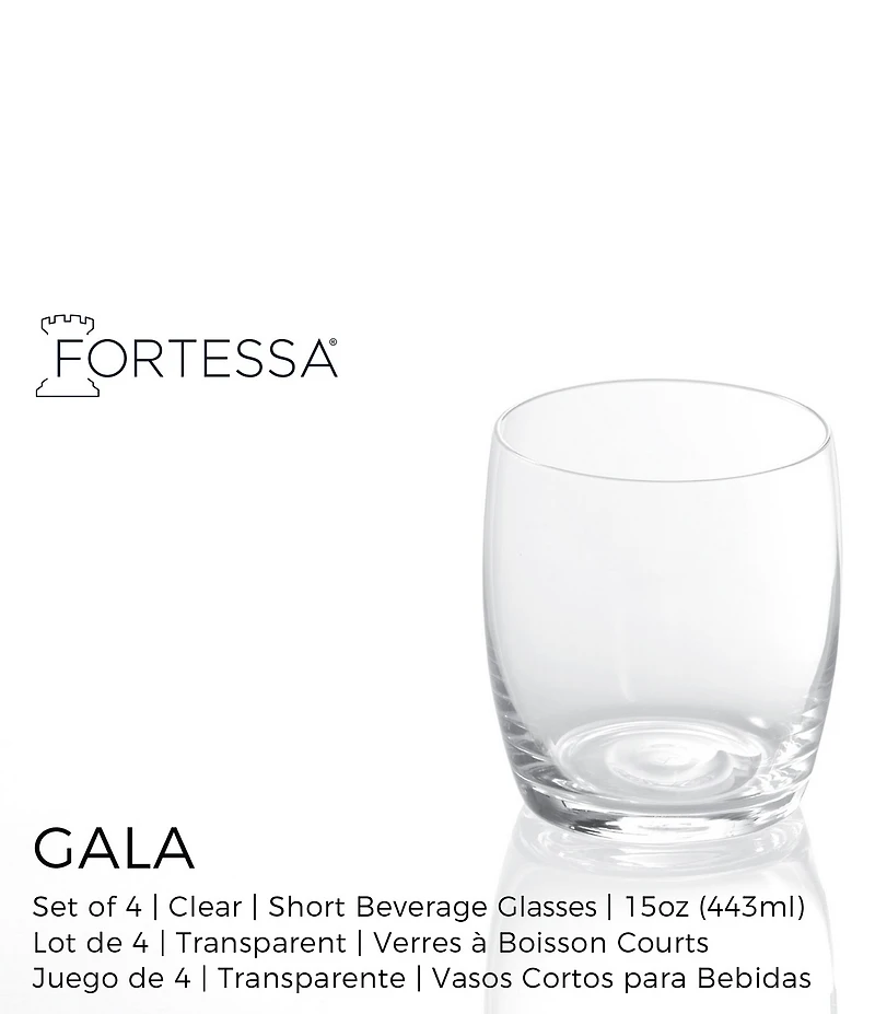 Fortessa Gala Collection Short Beverage Glasses, Set of 4