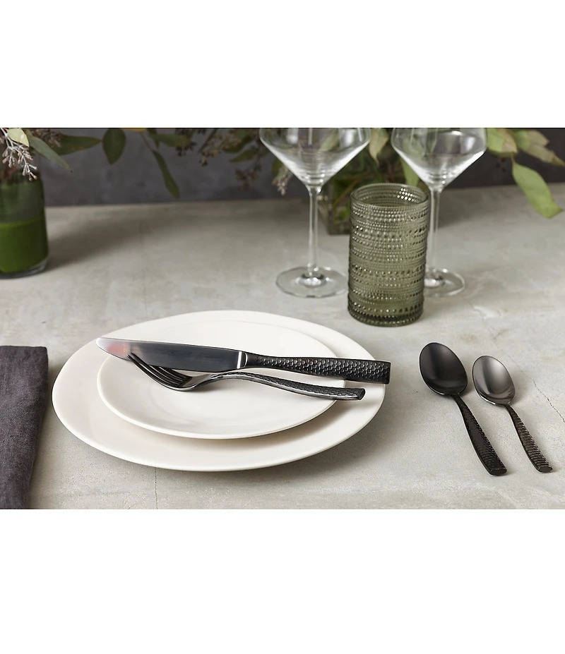 Fortessa Lucca Faceted Brushed 20-Piece Stainless Steel Flatware Set