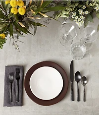 Fortessa Lucca Faceted Brushed Stainless Steel Flatware, Set of 20