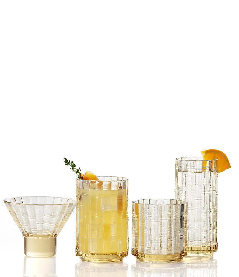 Fortessa Mahalo Collection Collins Bamboo Inspired Glasses, Set of 4