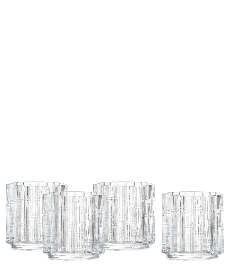 Fortessa Mahalo Collection Double Old-Fashion Bamboo Inspired Glasses, Set of 4