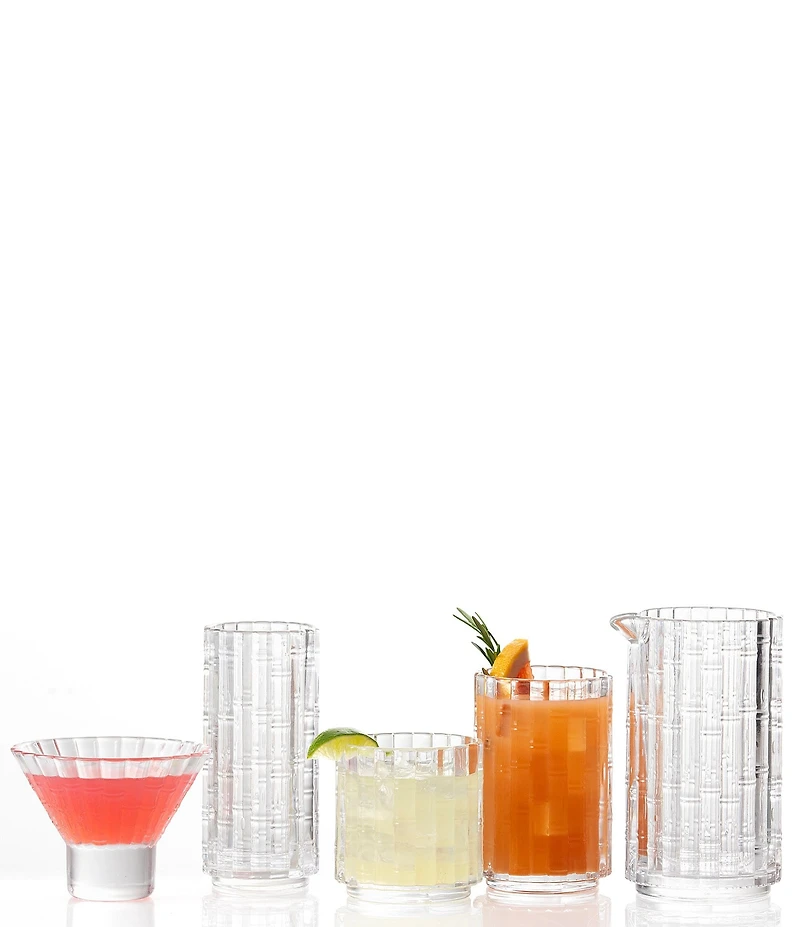 Fortessa Mahalo Collection Double Old-Fashion Bamboo Inspired Glasses, Set of 4