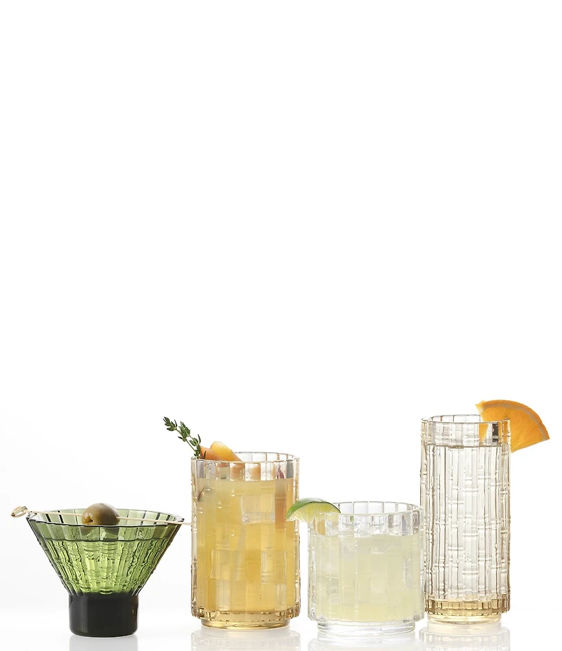 Fortessa Mahalo Collection Double Old-Fashion Bamboo Inspired Glasses, Set of 4