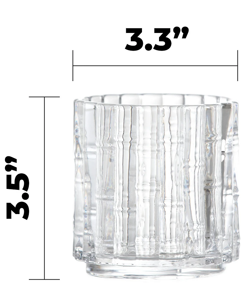 Fortessa Mahalo Collection Double Old-Fashion Bamboo Inspired Glasses, Set of 4