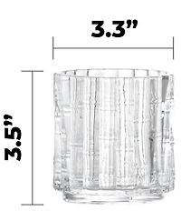 Fortessa Mahalo Collection Double Old-Fashion Bamboo Inspired Glasses, Set of 4