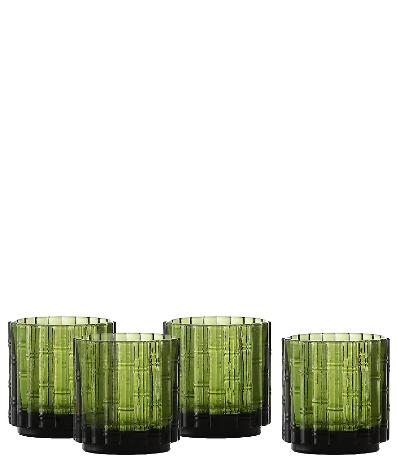 Fortessa Mahalo Collection Double Old-Fashion Bamboo Inspired Glasses, Set of 4