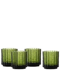 Fortessa Mahalo Collection Double Old-Fashion Bamboo Inspired Glasses, Set of 4