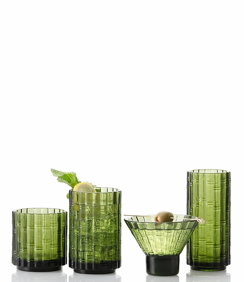 Fortessa Mahalo Collection Double Old-Fashion Bamboo Inspired Glasses, Set of 4