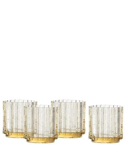 Fortessa Mahalo Collection Double Old-Fashion Bamboo Inspired Glasses, Set of 4