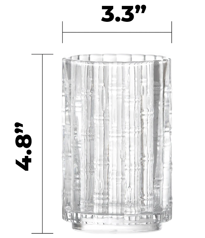 Fortessa Mahalo Collection Iced Beverage Bamboo Inspired Glasses, Set of 4