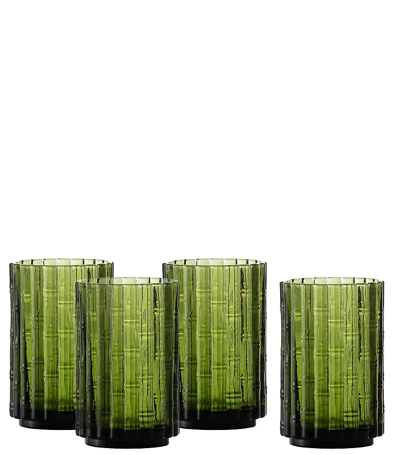 Fortessa Mahalo Collection Iced Beverage Bamboo Inspired Glasses, Set of 4