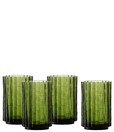 Fortessa Mahalo Collection Iced Beverage Bamboo Inspired Glasses, Set of 4