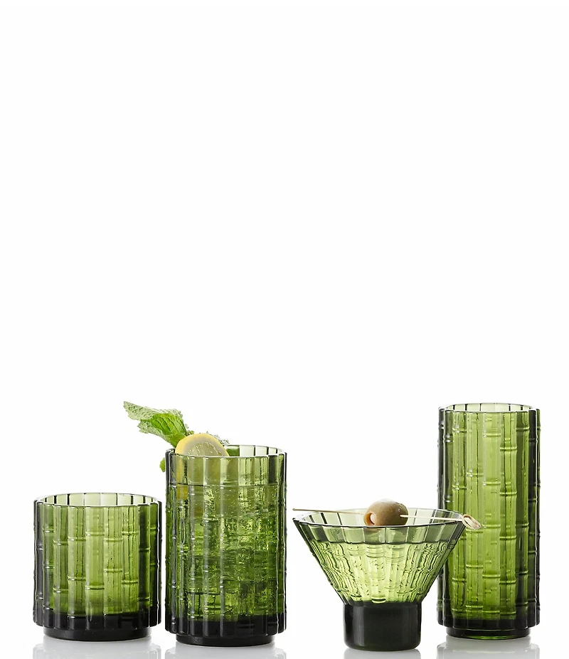 Fortessa Mahalo Collection Iced Beverage Bamboo Inspired Glasses, Set of 4