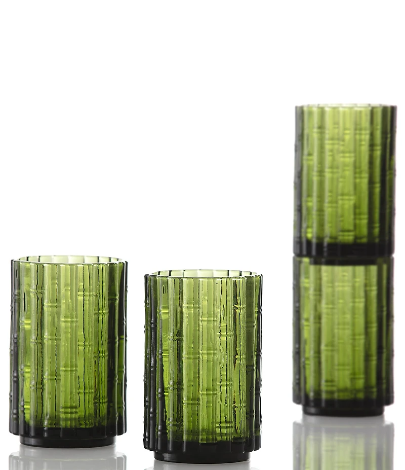 Fortessa Mahalo Collection Iced Beverage Bamboo Inspired Glasses, Set of 4