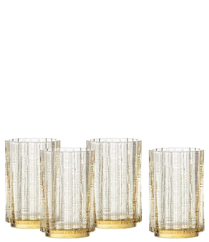 Fortessa Mahalo Collection Iced Beverage Bamboo Inspired Glasses, Set of 4