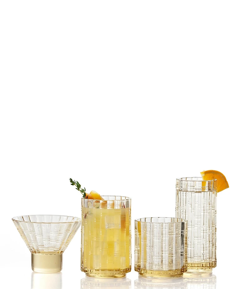 Fortessa Mahalo Collection Iced Beverage Bamboo Inspired Glasses, Set of 4