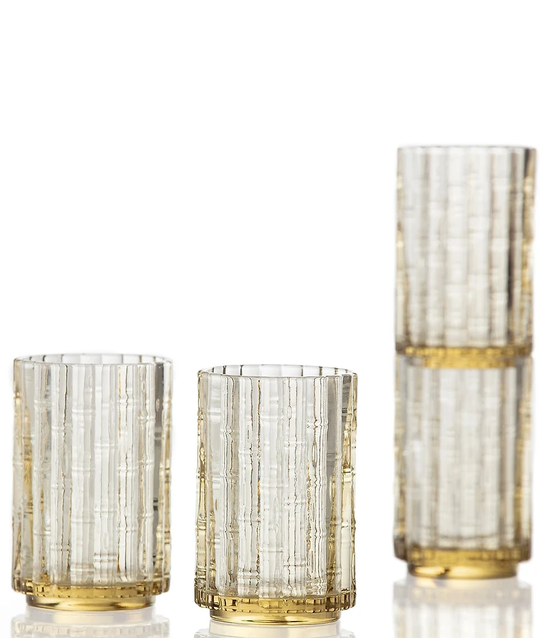 Fortessa Mahalo Collection Iced Beverage Bamboo Inspired Glasses, Set of 4