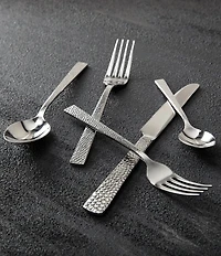 Fortessa Nomad 40-Piece Hammered Silver Stainless Steel Flatware Set