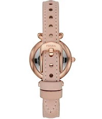 Fossil Carlie Mini Three-Hand Gold Tone Stainless Steel Leather Watch