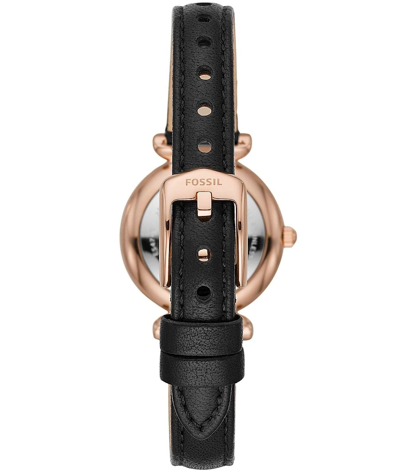 Fossil Women's Carlie Mini Three-Hand Gold Tone Stainless Steel Leather Watch