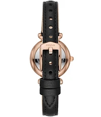 Fossil Women's Carlie Mini Three-Hand Gold Tone Stainless Steel Leather Watch