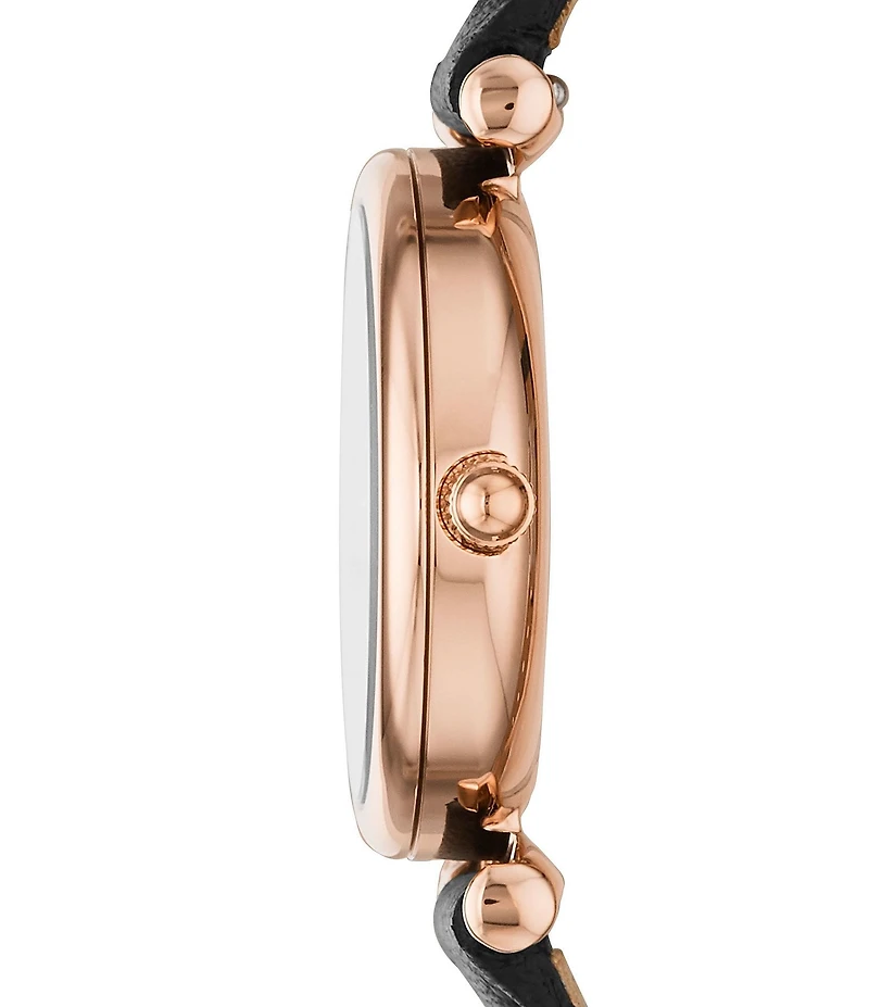 Fossil Carlie Mini Three-Hand Gold Tone Stainless Steel Leather Watch