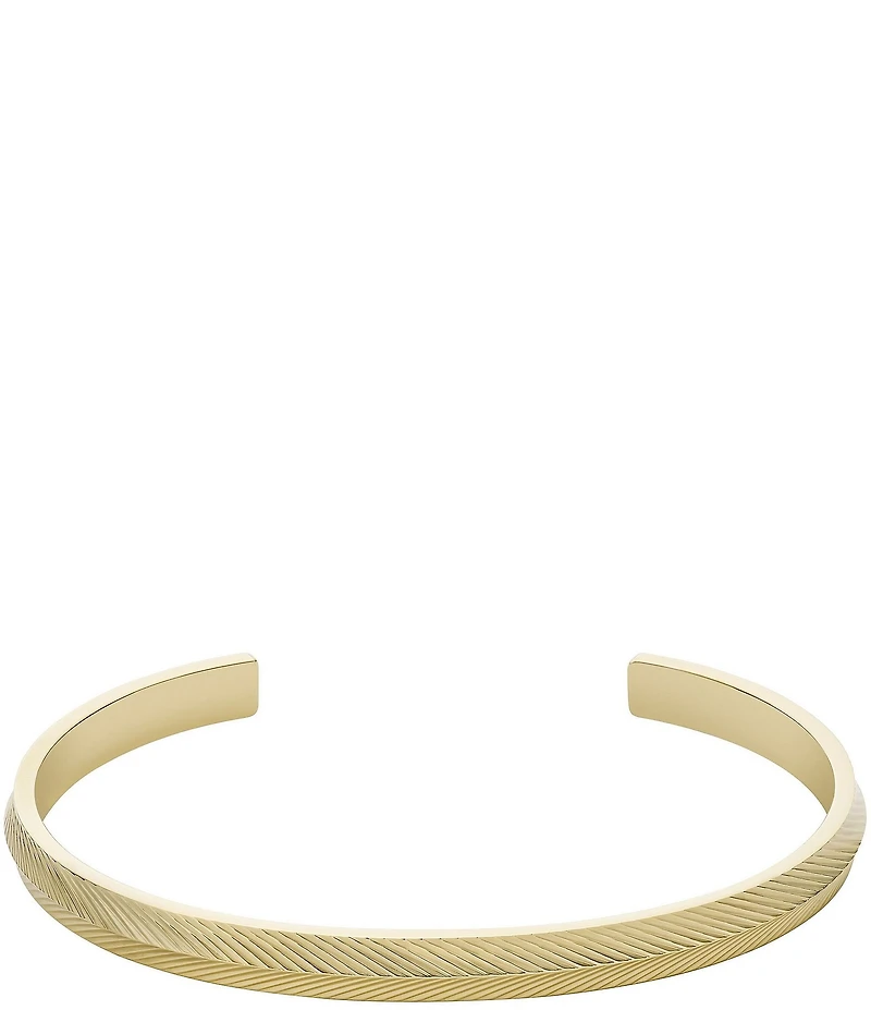 Fossil Harlow Linear Texture Gold-Tone Stainless Steel Bangle Bracelet