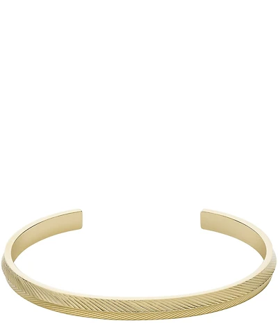Fossil Harlow Linear Texture Gold-Tone Stainless Steel Bangle Bracelet