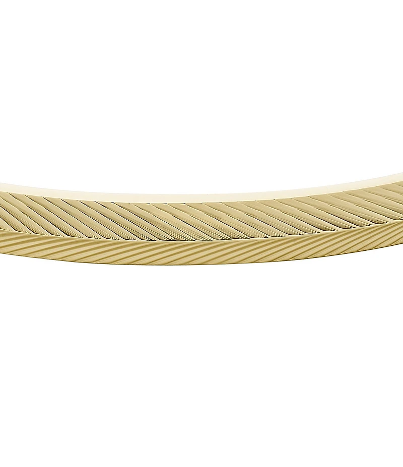 Fossil Harlow Linear Texture Gold-Tone Stainless Steel Bangle Bracelet