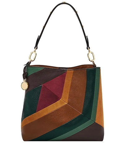 Fossil Jessie Patchwork Leather Suede Bucket Bag