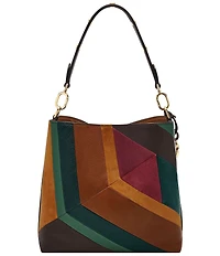 Fossil Jessie Patchwork Leather Suede Bucket Bag