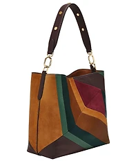 Fossil Jessie Patchwork Leather Suede Bucket Bag