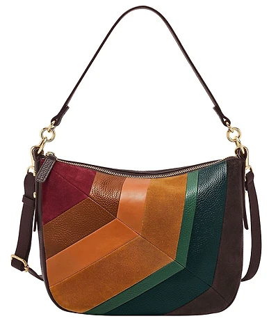 Fossil Jolie Patchwork Leather Suede Crossbody Shoulder Bag