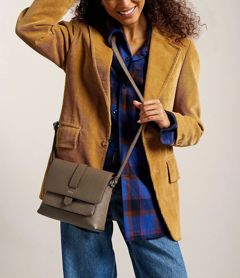 Fossil Kinley Small Fold Over Leather Crossbody Bag