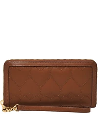 Fossil Logan RFID Heart Stitched Zip Around Wallet Wristlet