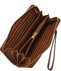 Fossil Logan RFID Heart Stitched Zip Around Wallet Wristlet