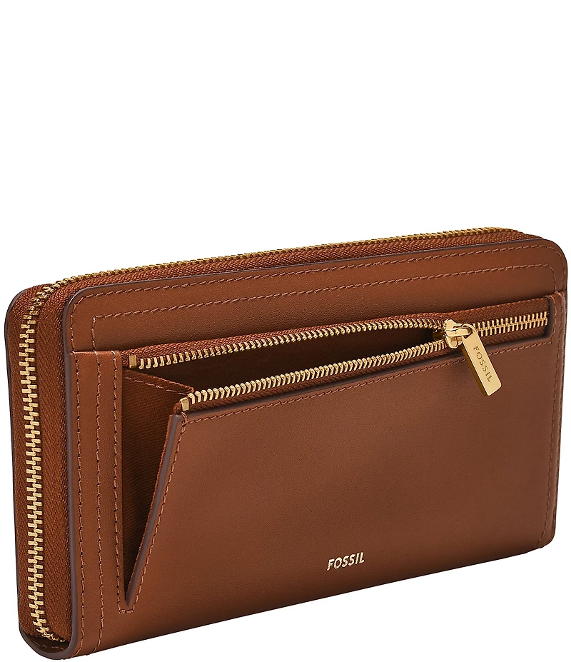 Fossil Logan RFID Heart Stitched Zip Around Wallet Wristlet