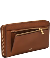 Fossil Logan RFID Heart Stitched Zip Around Wallet Wristlet