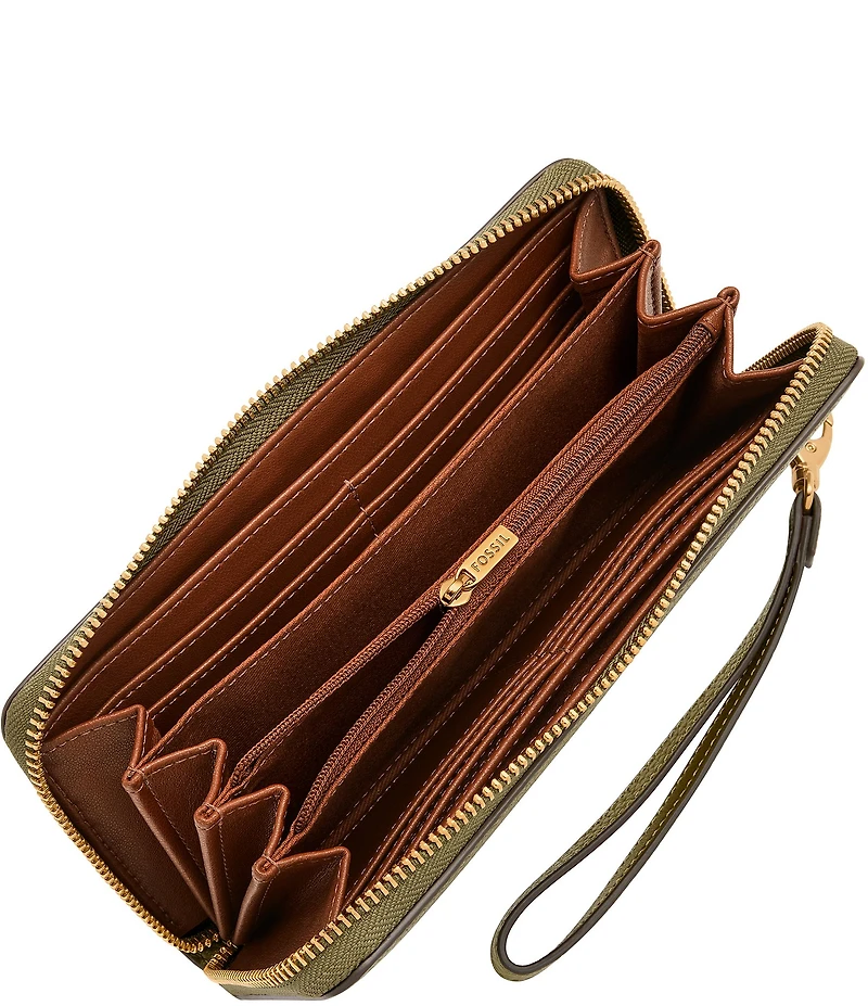 Fossil Logan RFID Zip-Around Leather Wristlet