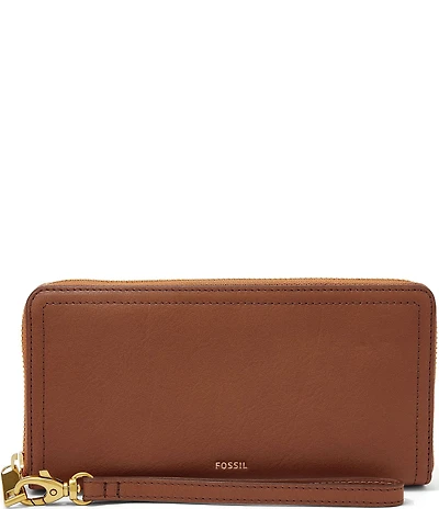 Fossil Logan RFID Zip-Around Leather Wristlet