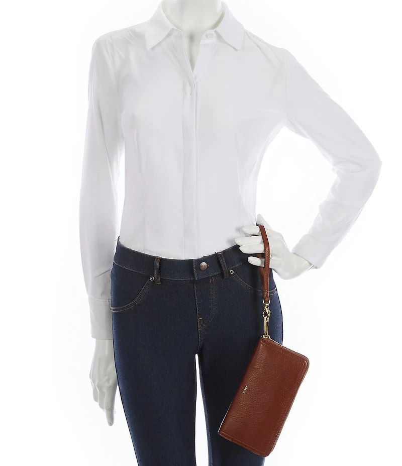 Fossil Logan RFID Zip-Around Leather Wristlet
