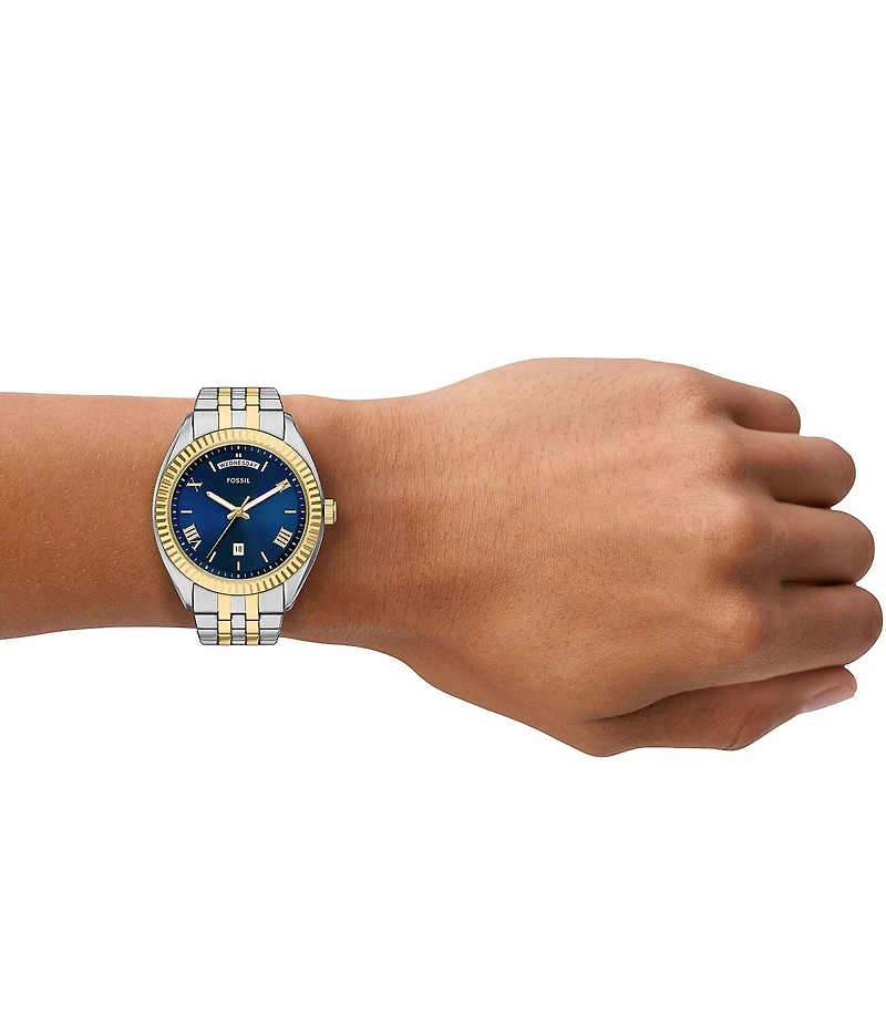 Fossil Men's Campbell Three-Hand Day-Date Stainless Steel Bracelet Watch