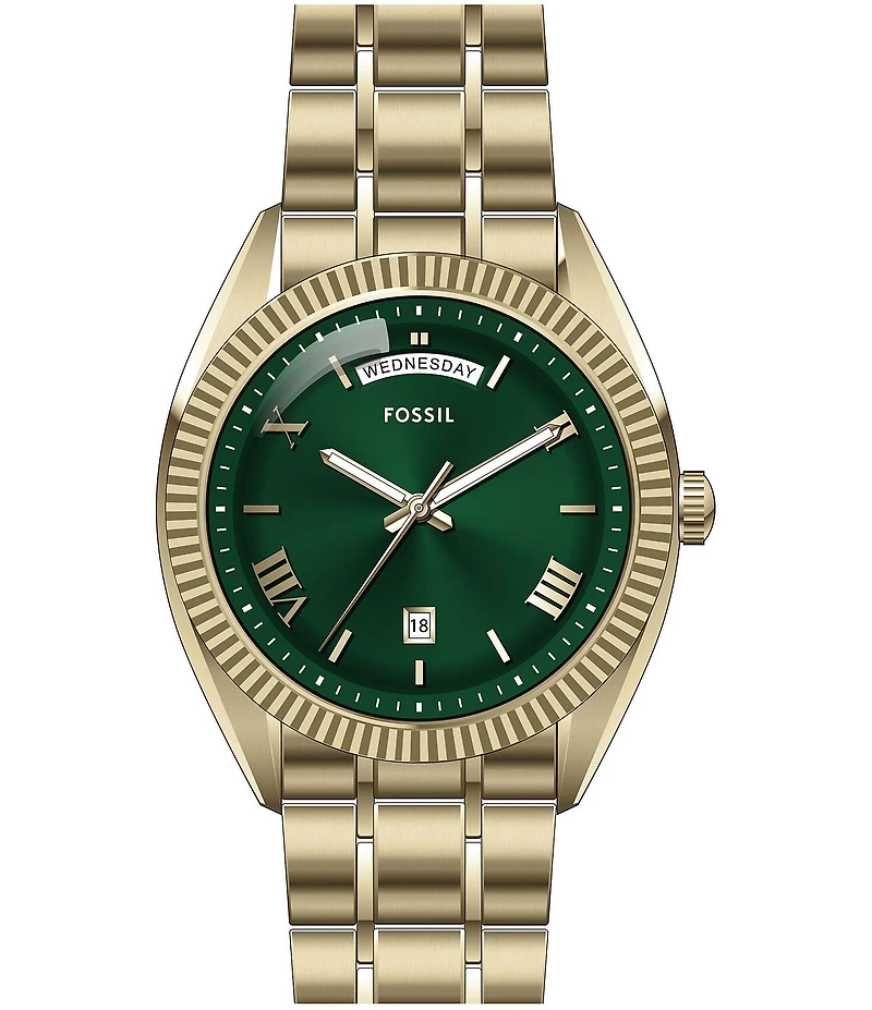 Fossil Men's Campbell Three-Hand Day-Date Stainless Steel Bracelet Watch