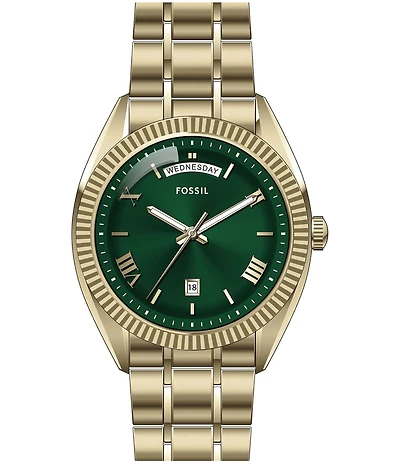 Fossil Men's Campbell Three-Hand Day-Date Stainless Steel Bracelet Watch