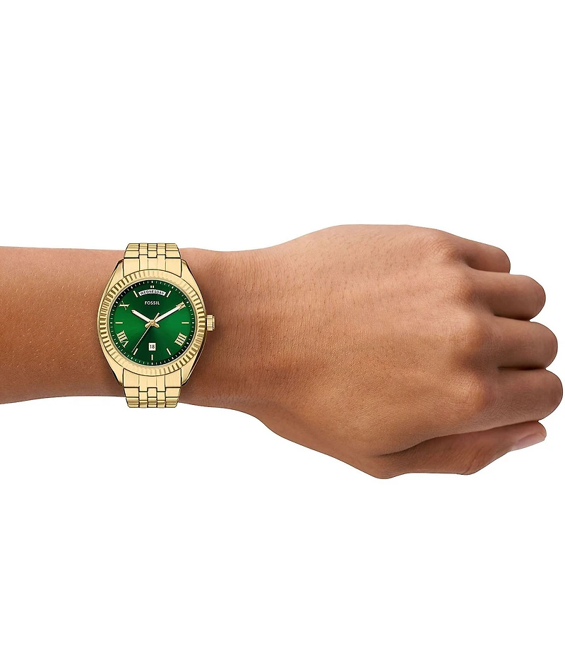 Fossil Men's Campbell Three-Hand Day-Date Stainless Steel Bracelet Watch