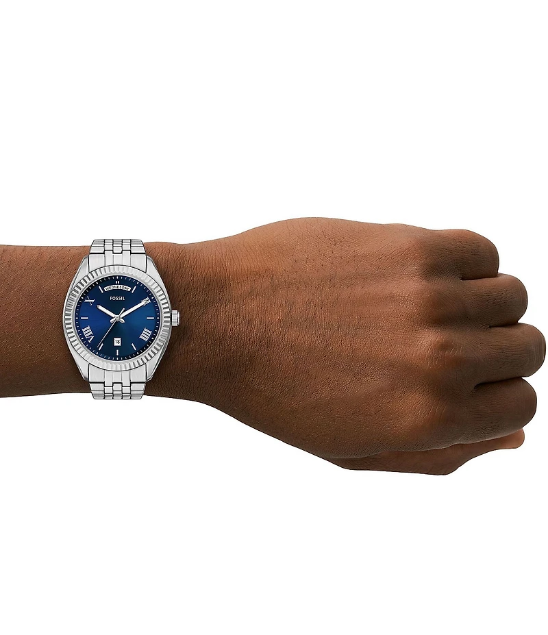 Fossil Men's Campbell Three-Hand Day-Date Stainless Steel Bracelet Watch