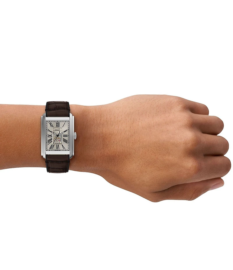 Fossil Men's Carraway Automatic Croco Leather Strap Watch