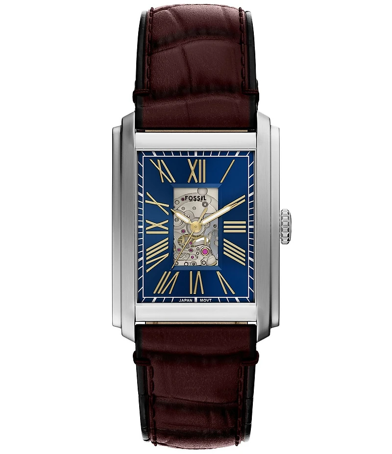 Fossil Men's Carraway Automatic Croco Leather Strap Watch